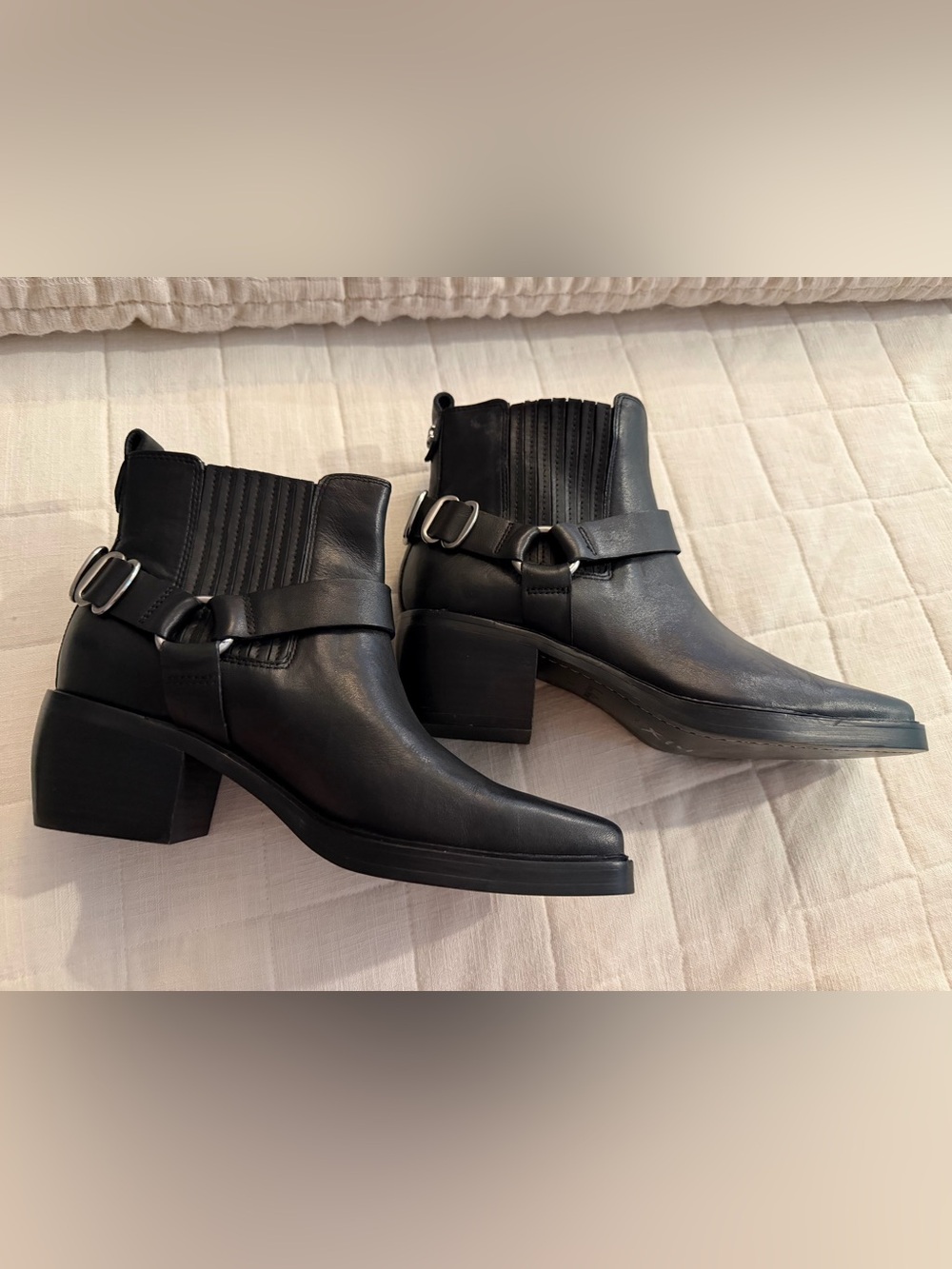 Sam Edelman Bellamie Bootie Black Leather Buckle Ankle Booties